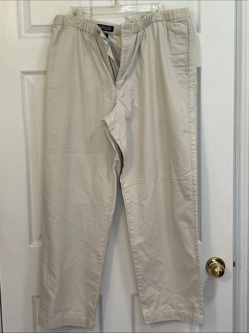 Lands End Men's Elastic-Waist Tan Casual Pants Size 18w